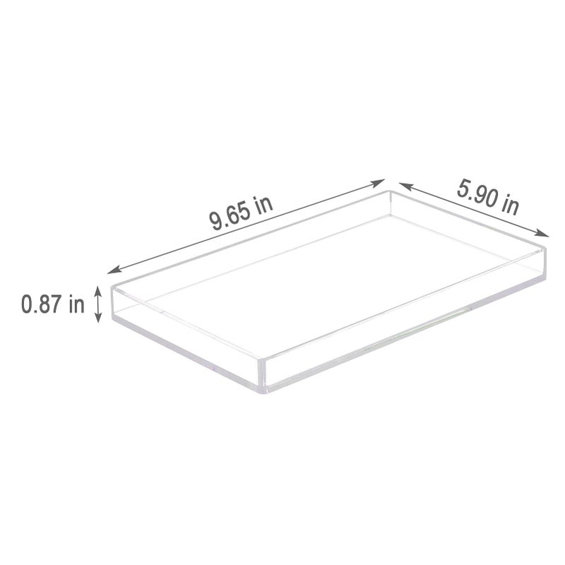 Bigfety Acrylic Bathroom Tray for Counter  Handmade Clear Trays Sturdy Organizer for Cup  Sponge  Soap  Plant (Medium  Clear) - Image 2